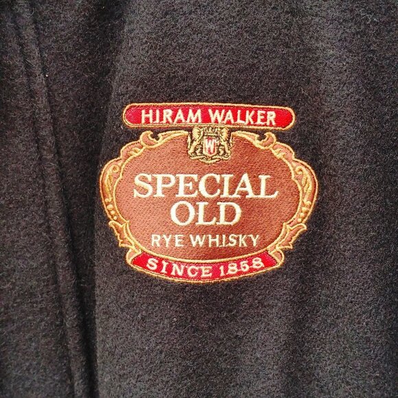 VINTAGE HIRAM WALKER Special Old Rye Whisky Bomber Jacket Men's Size M WOOL - Picture 2 of 6